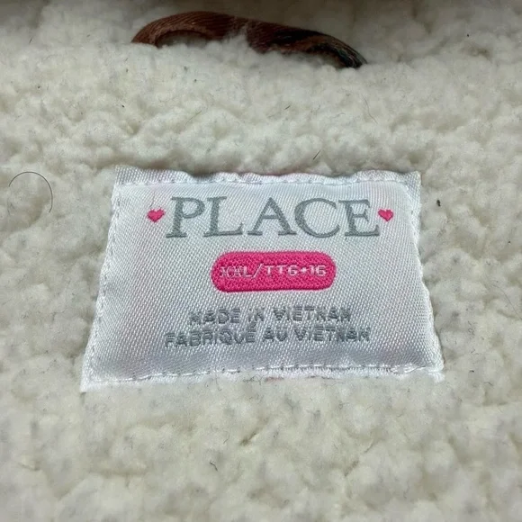 The Children's Place Floral Puffer Jacket with Faux Fur Hood - Picture 5 of 8